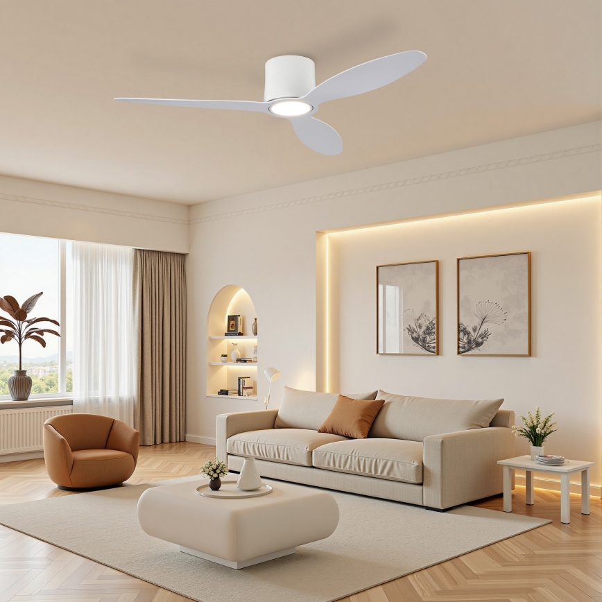 ZEVENTI - VENTORA LED Dimmable Ceiling Fan LED/24W/230V 3000/4000/6000K Wi‑Fi Tuya White + Remote Control