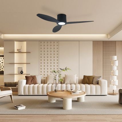 ZEVENTI - VENTORA LED Dimmable Ceiling Fan LED/24W/230V 3000/4000/6000K Tuya Wi-Fi, Black + Remote Control