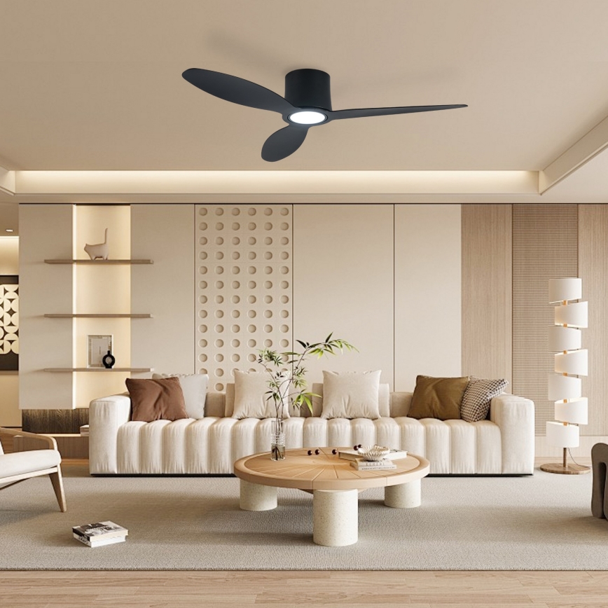 ZEVENTI - VENTORA LED Dimmable Ceiling Fan LED/24W/230V 3000/4000/6000K Tuya Wi-Fi, Black + Remote Control