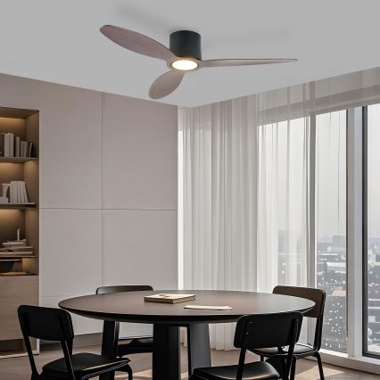 ZEVENTI - Dimmable LED Ceiling Fan VENTORA LED/24W/230V 3000/4000/6000K Wi-Fi Tuya black/walnut + remote control