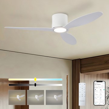 ZEVENTI - VENTORA LED Dimmable Ceiling Fan 24W/230V 3000/4000/6000K Tuya Wi‑Fi White + Remote Control