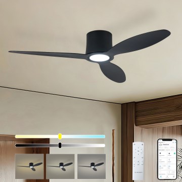 ZEVENTI - VENTORA LED Dimmable Ceiling Fan VENTORA LED/24W/230V 3000/4000/6000K Tuya Wi-Fi Black + Remote Control