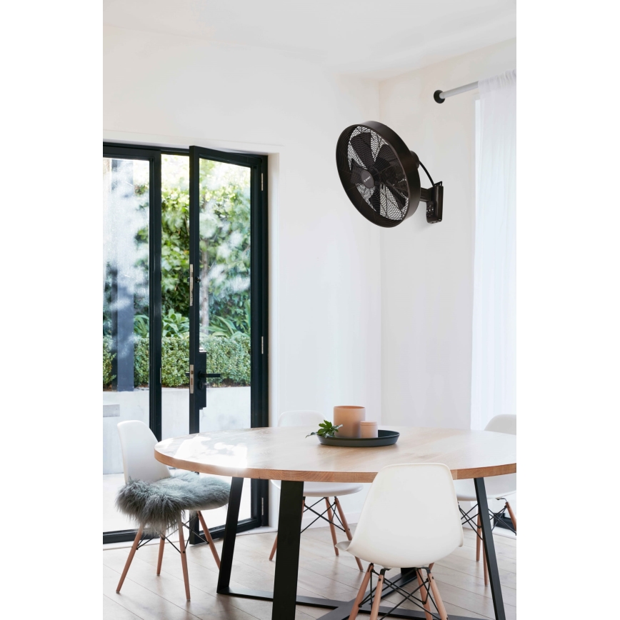 ZEVENTI - Wall fan FREEZE 50W/230V d. 40 cm black/brown + remote control