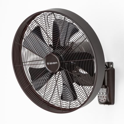 ZEVENTI - Wall fan FREEZE 50W/230V d. 40 cm black/brown + remote control