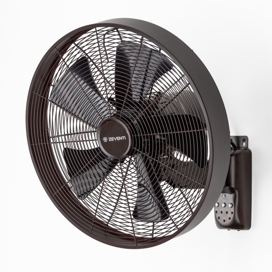ZEVENTI - Wall fan FREEZE 50W/230V d. 40 cm black/brown + remote control
