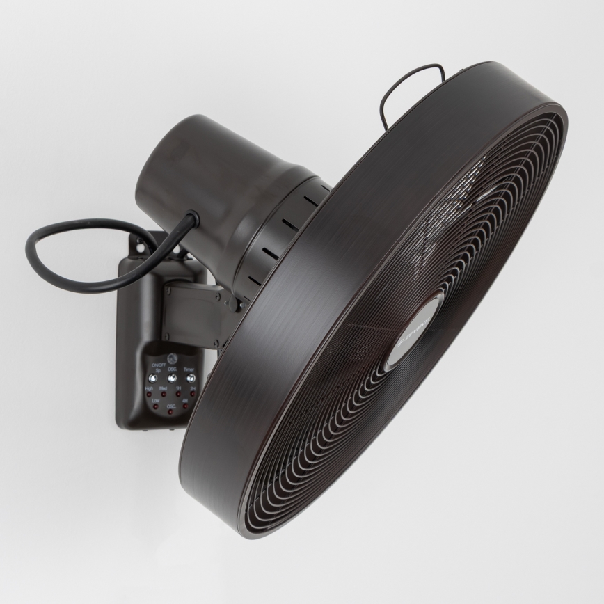 ZEVENTI - Wall fan FREEZE 50W/230V d. 40 cm black/brown + remote control