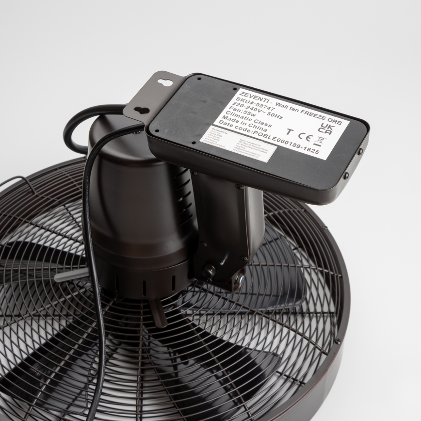 ZEVENTI - Wall fan FREEZE 50W/230V d. 40 cm black/brown + remote control