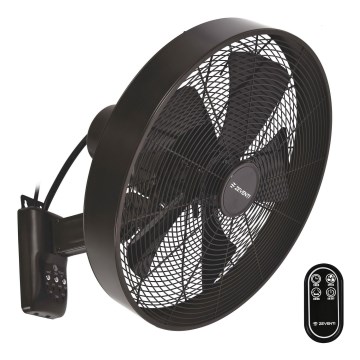 ZEVENTI - Wall fan FREEZE 50W/230V d. 40 cm black/brown + remote control