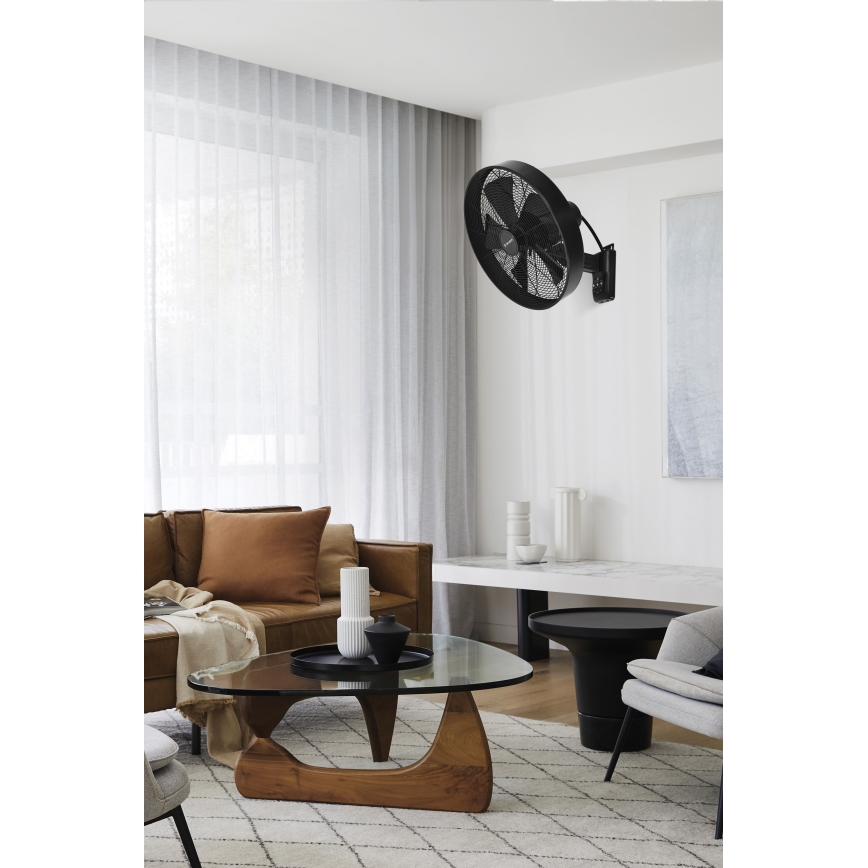 ZEVENTI - Wall fan FREEZE 50W/230V d. 40 cm black + remote control