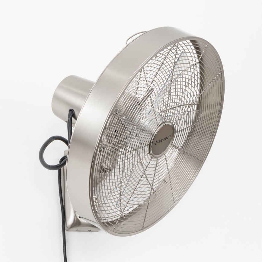 ZEVENTI - Wall fan FREEZE 50W/230V d. 40 cm matte chrome + remote control