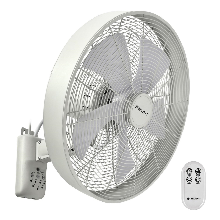 ZEVENTI - Wall fan FREEZE 50W/230V d. 40 cm white + remote control