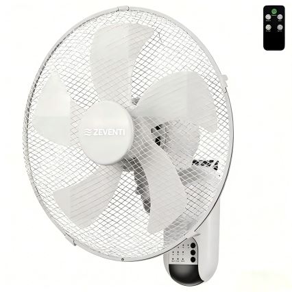 ZEVENTI - Wall-mounted fan FANNY 45W/230V Ø 41 cm white + remote control