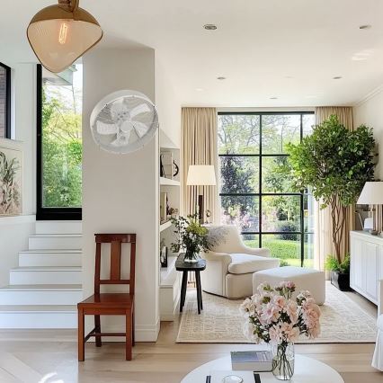 ZEVENTI - Wall-Mounted Fan FANNY 50W/230V Matte Chrome + Remote Control