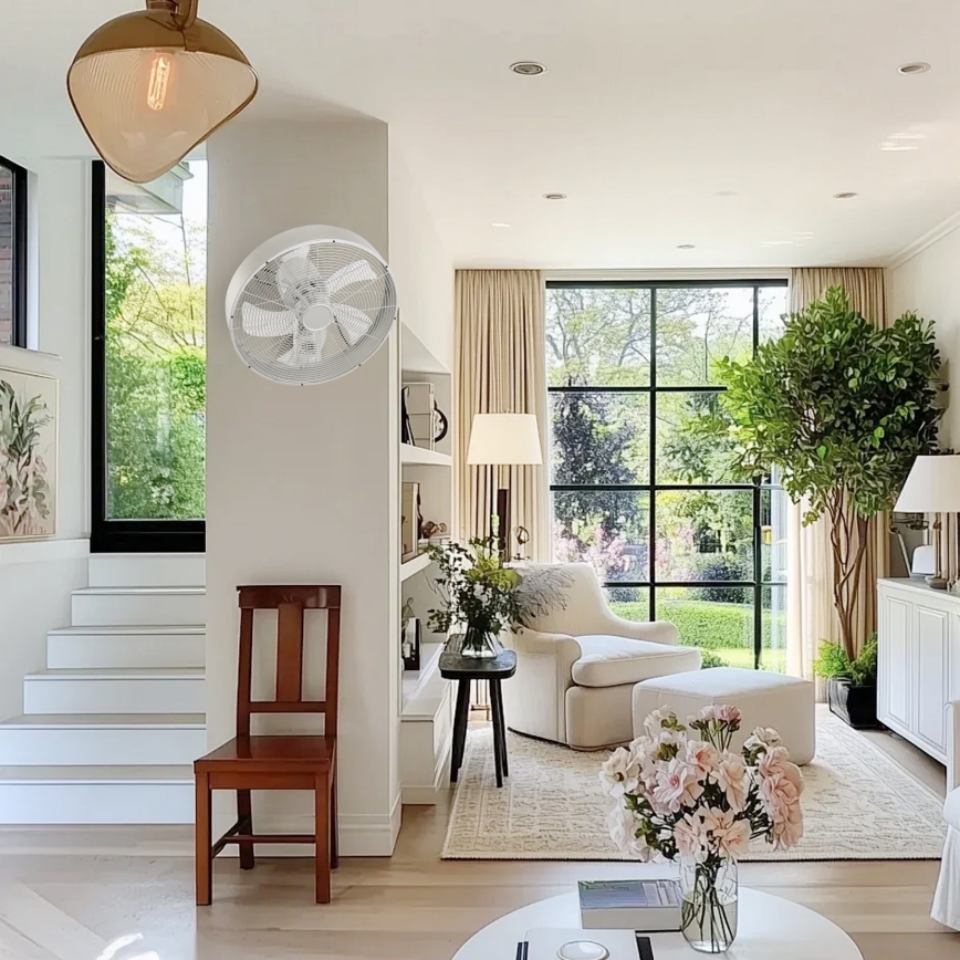 ZEVENTI - Wall-Mounted Fan FANNY 50W/230V Matte Chrome + Remote Control