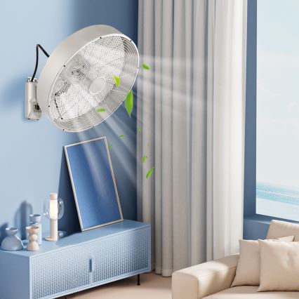 ZEVENTI - Wall-Mounted Fan FANNY 50W/230V Matte Chrome + Remote Control