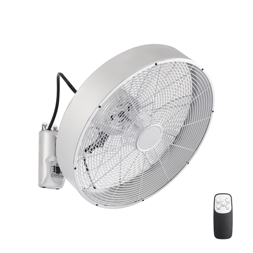 ZEVENTI - Wall-Mounted Fan FANNY 50W/230V Matte Chrome + Remote Control