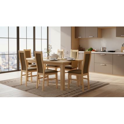 ZOE Dining Chair, Oak/Brown