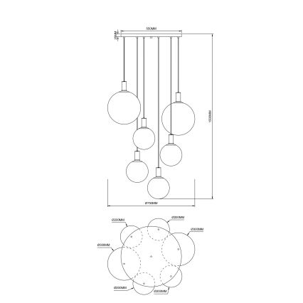 Zuma Line - Cable-suspended chandelier 6xE27/25W/230V, diam. 75 cm, gold/black