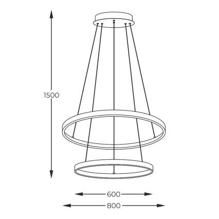Zuma Line - LED Chandelier on a string LED/60W/230V 3000/4000/6000K d. 80 cm black
