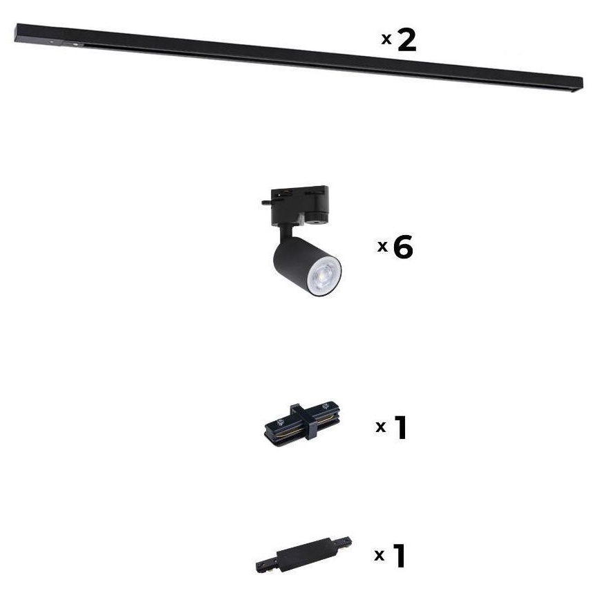Zuma Line - Spotlight for rail system 6xGU10/10W/230V black + rail accessories