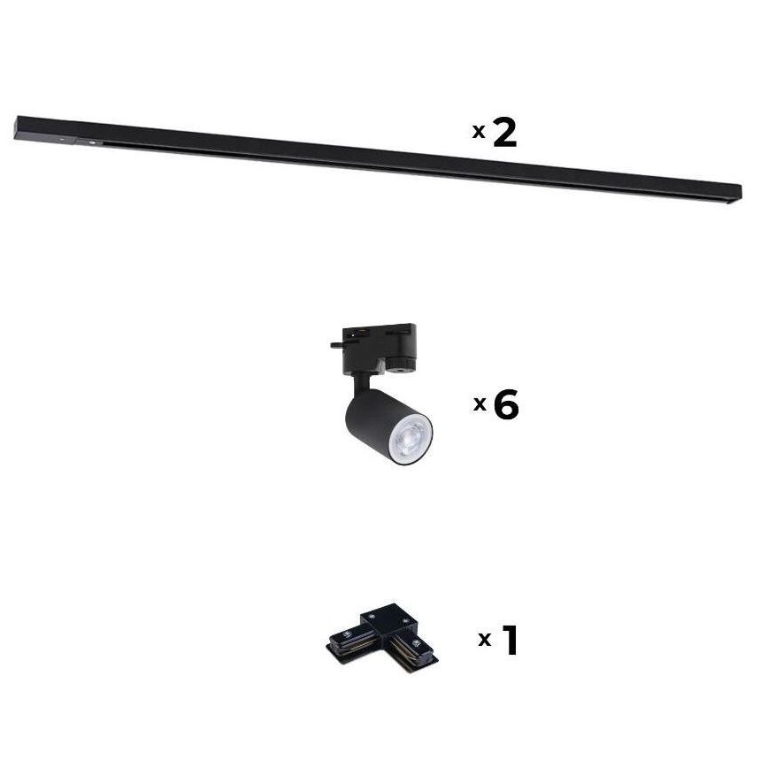 Zuma Line - Spotlight for rail system 6xGU10/10W/230V black + rail accessories