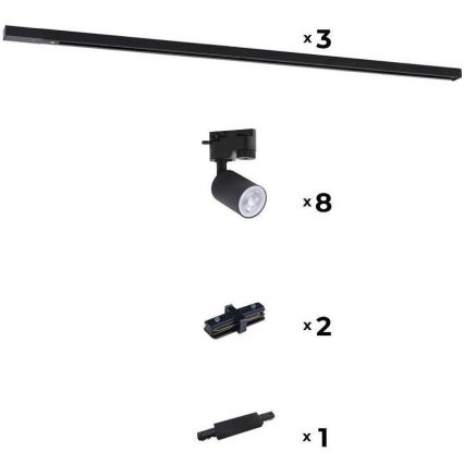 Zuma Line - Spotlight for rail system 8xGU10/10W/230V black + rail accessories