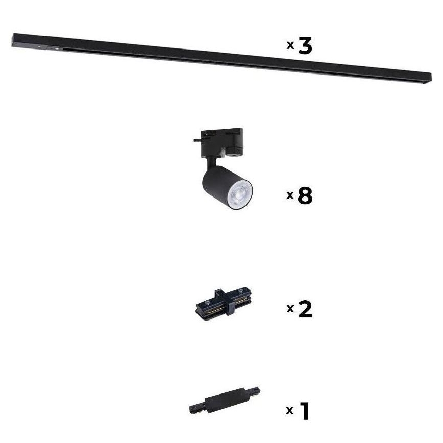 Zuma Line - Spotlight for rail system 8xGU10/10W/230V black + rail accessories