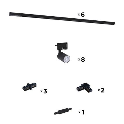 Zuma Line - Spotlight for rail system 8xGU10/10W/230V black + rail accessories