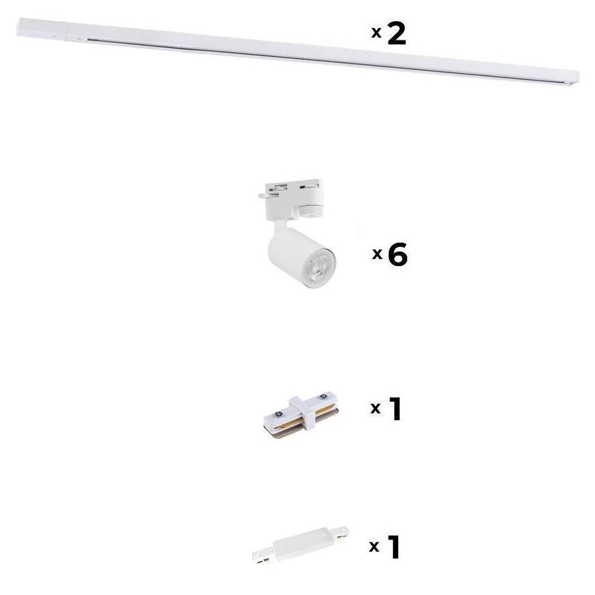 Zuma Line - Spotlight for rail system 6xGU10/10W/230V white + rail accessories