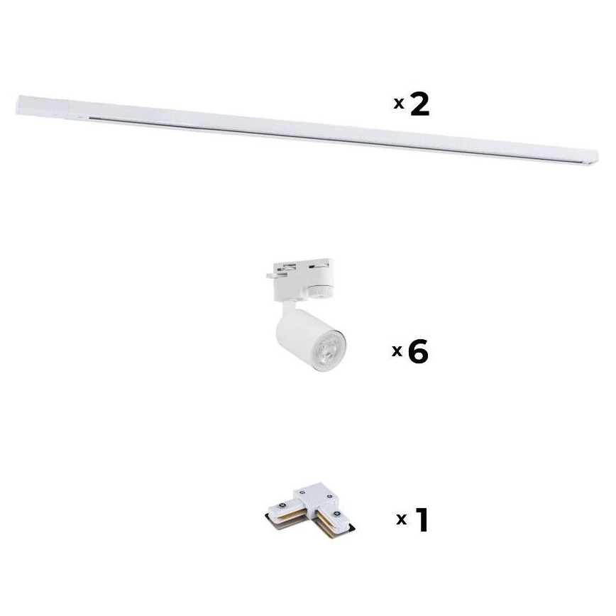 Zuma Line - Spotlight for rail system 6xGU10/10W/230V white + rail accessories