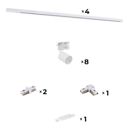 Zuma Line - Spotlight for rail system 8xGU10/10W/230V white + rail accessories