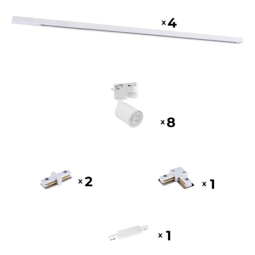 Zuma Line - Spotlight for rail system 8xGU10/10W/230V white + rail accessories