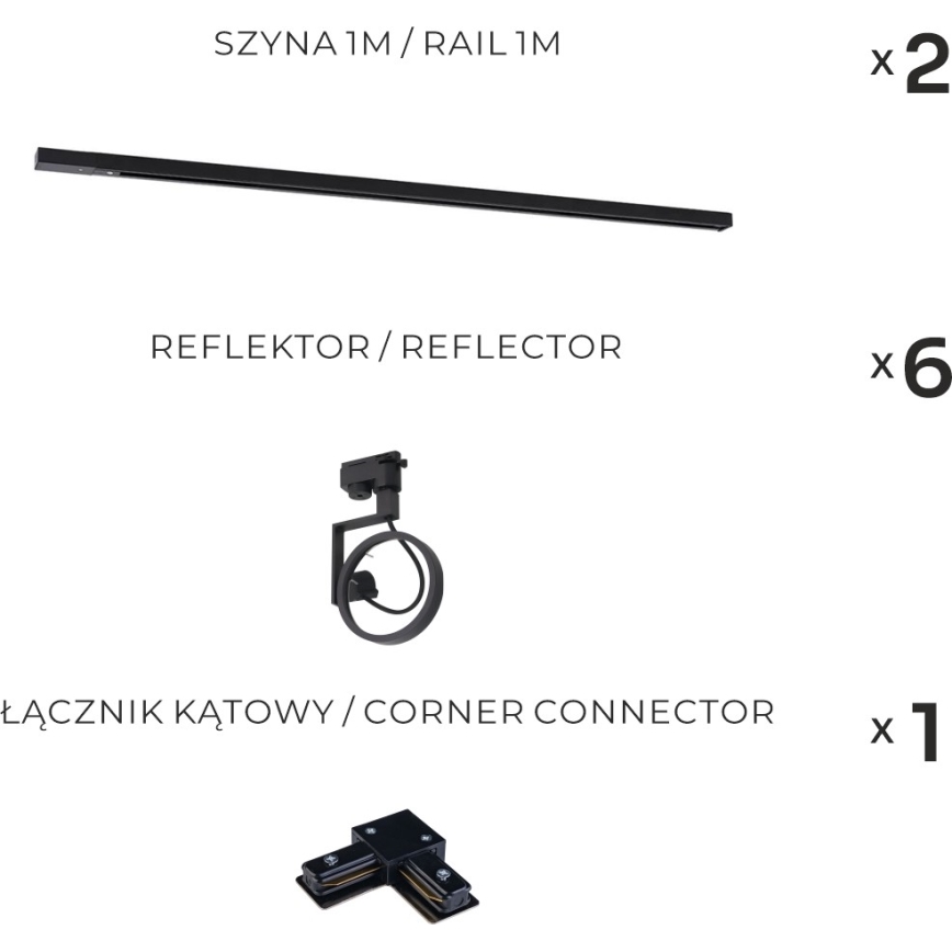 Zuma Line - Track Spotlight System 6xGU10/15W/230V Black