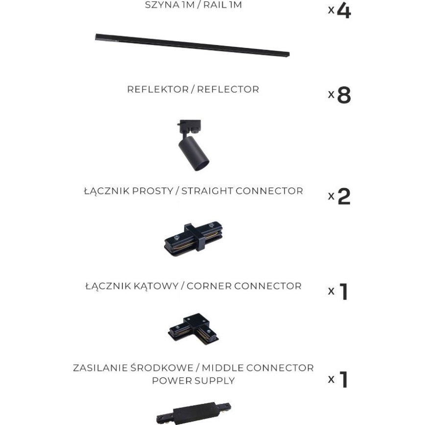 Zuma Line - Track lighting spotlight 8xGU10/35W/230V black