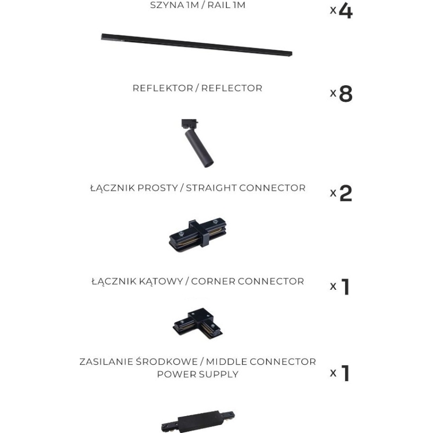 Zuma Line - Track-mounted spotlight 8xGU10/35W/230V, Black