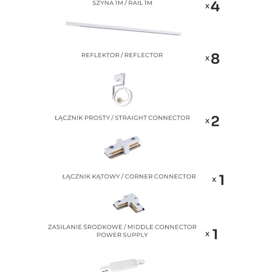 Zuma Line - Track-mounted Spotlight 8xGU10/15W/230V White