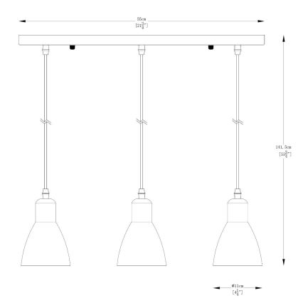 Zuma Line - Chandelier on a string 3xE27/40W/230V anthracite