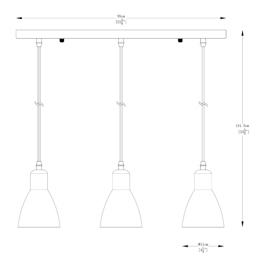 Zuma Line - Chandelier on a string 3xE27/40W/230V anthracite
