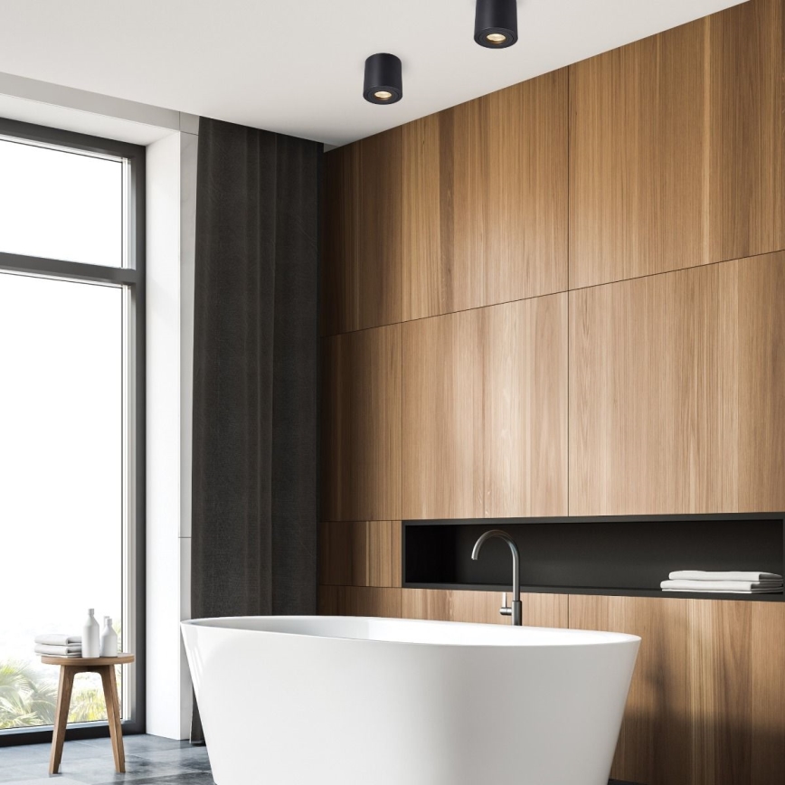 Zuma Line - Dimmable LED RGBW Bathroom Spotlight 1xGU10/6W/230V IP44, Black + Remote Control