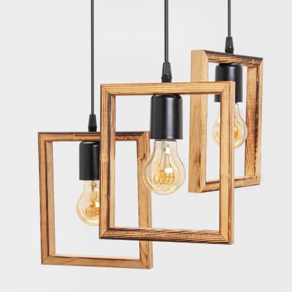 Zuma Line - Chandelier on a string 3xE27/20W/230V pine/black