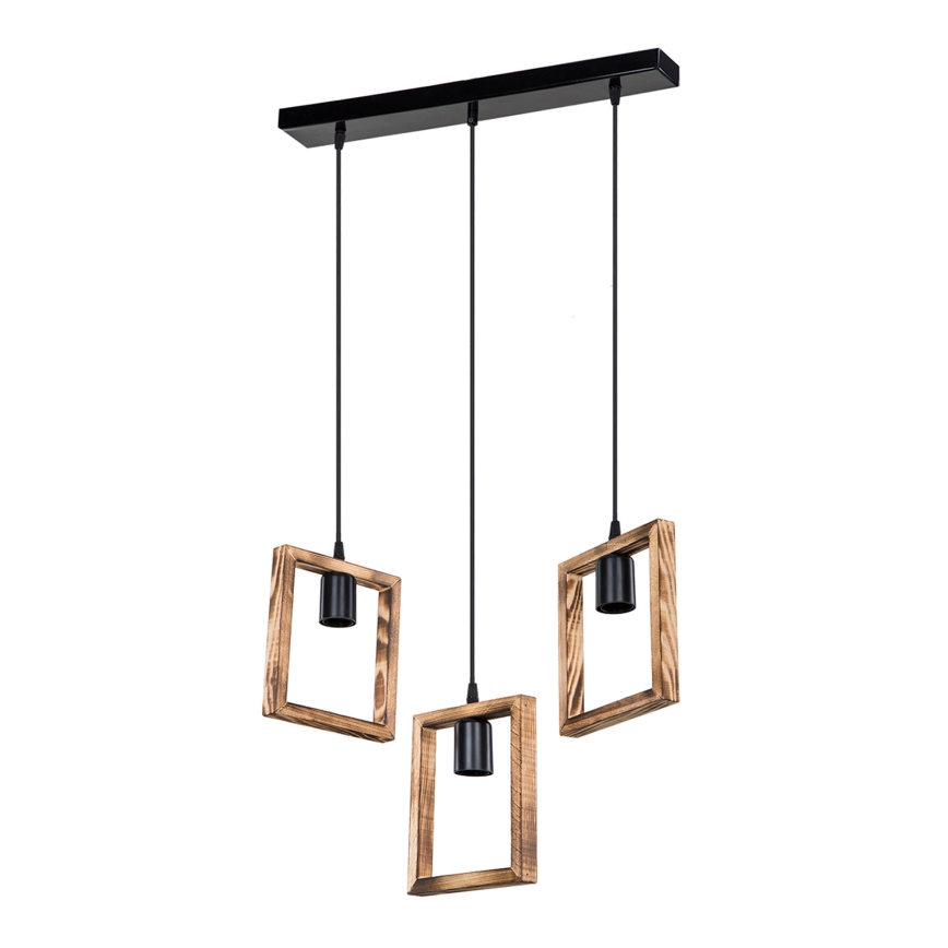 Zuma Line - Chandelier on a string 3xE27/20W/230V pine/black