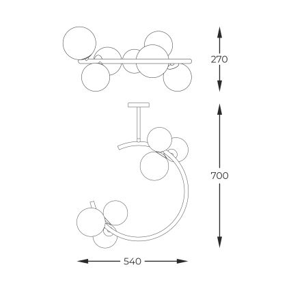 Zuma Line - Chandelier on a pole 6xG9/33W/230V gold
