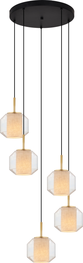 Zuma Line - Cable-hung pendant light, 5xE27/25W/230V, diam. 73 cm, gold/black