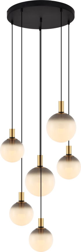 Zuma Line - Cable-suspended chandelier 6xE27/25W/230V, diam. 75 cm, gold/black