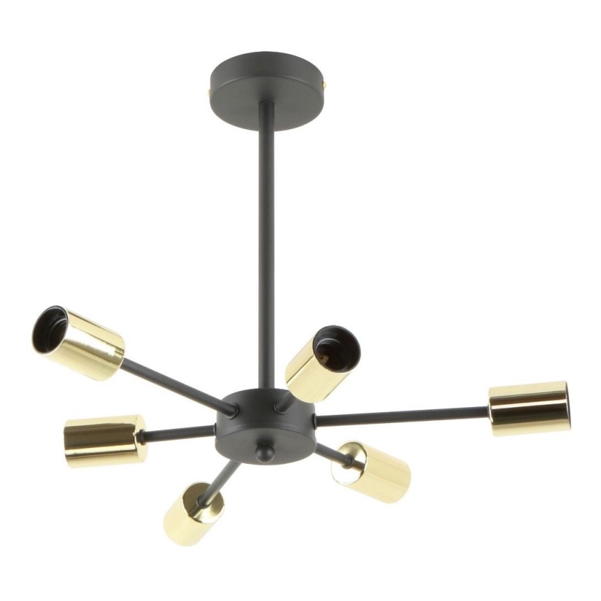 Zuma Line - Chandelier on a pole 6xE27/40W/230V black/gold