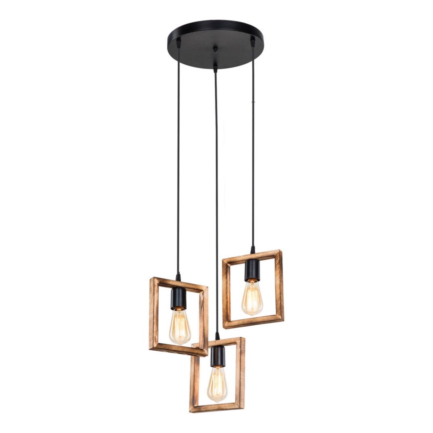 Zuma Line - Chandelier on a string 3xE27/20W/230V pine/black