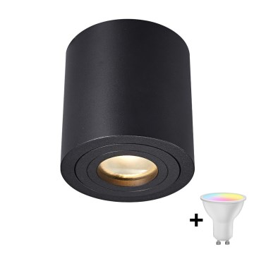 Zuma Line - Dimmable LED RGBW Bathroom Spotlight 1xGU10/6W/230V IP44, Black + Remote Control