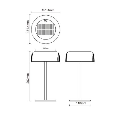 Zuma Line - LED Dimmable solar rechargeable table lamp LED/2,5W/2000 mAh IP44 black