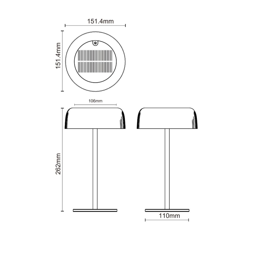 Zuma Line - LED Dimmable solar rechargeable table lamp LED/2,5W/2000 mAh IP44 black