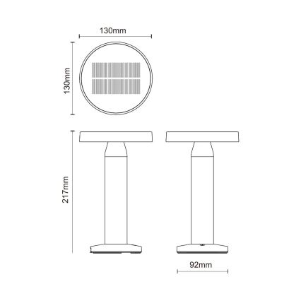 Zuma Line - LED Dimmable solar rechargeable table lamp LED/2W/2000 mAh IP44 black